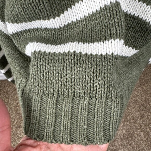 American Eagle Women's L Boxy Fit Sweater Olive Creme Striped - Picture 4 of 13
